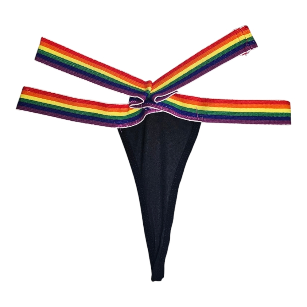 BodyRage: Rainbow Cris-Cross Thong Panties NWT!! - Picture 7 of 9